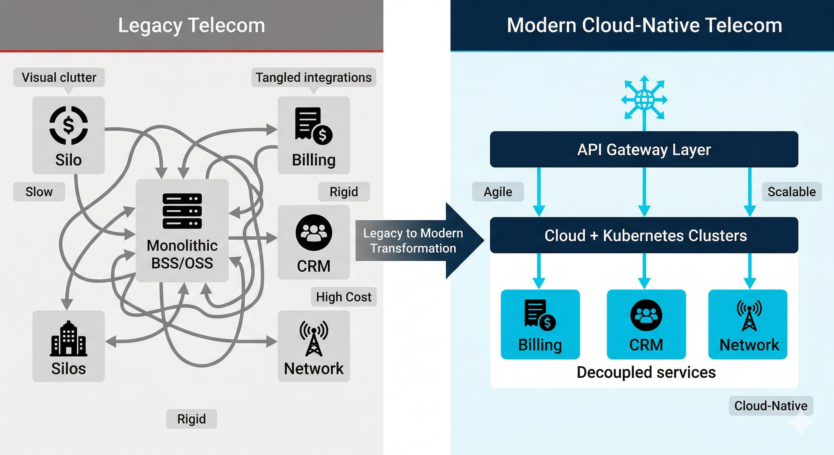 Legacy vs Modern Telecom Ecosystem